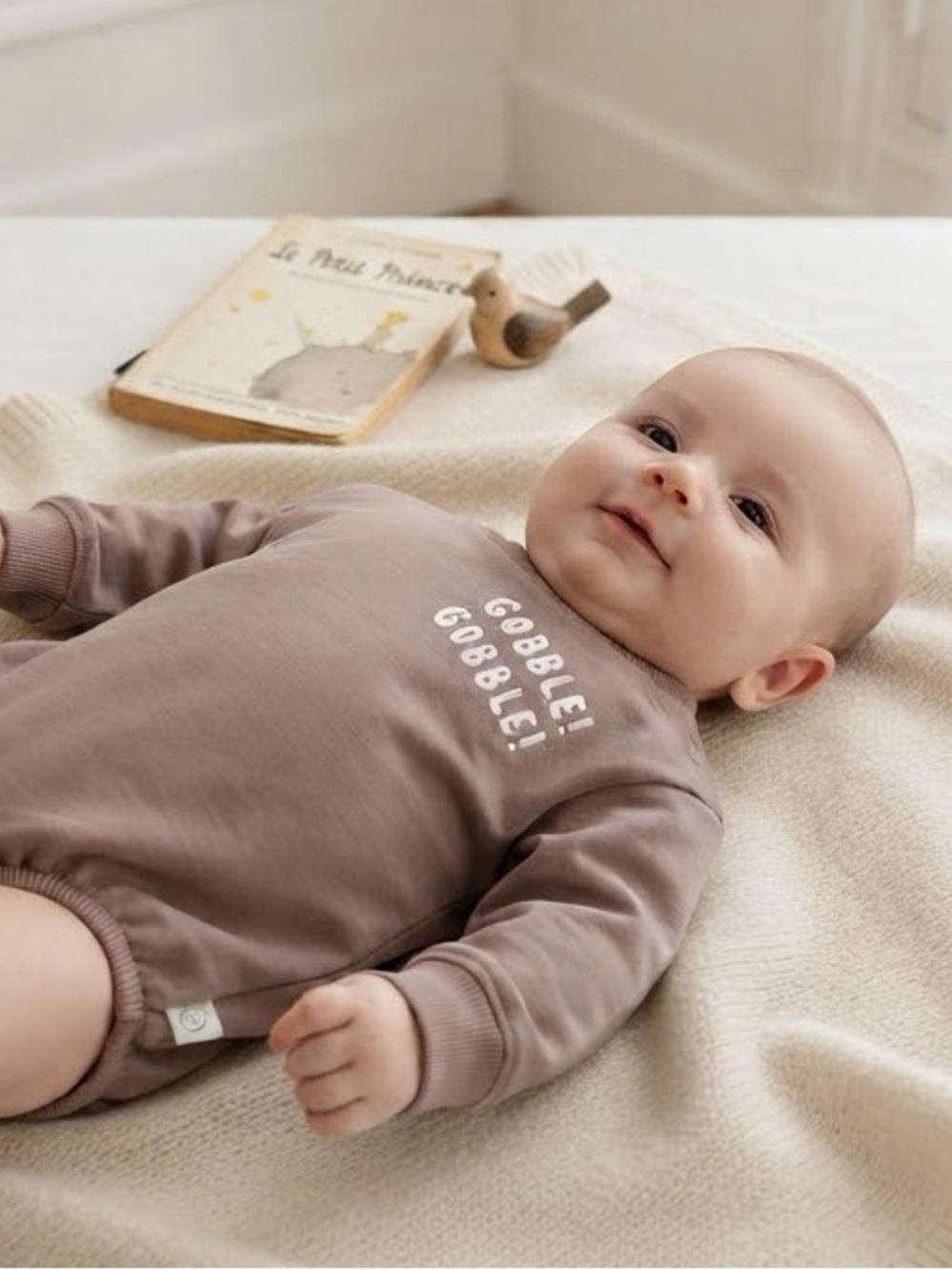Little Planet Organic Brown 'Gobble Gobble' Long Sleeve French Terry Bodysuit